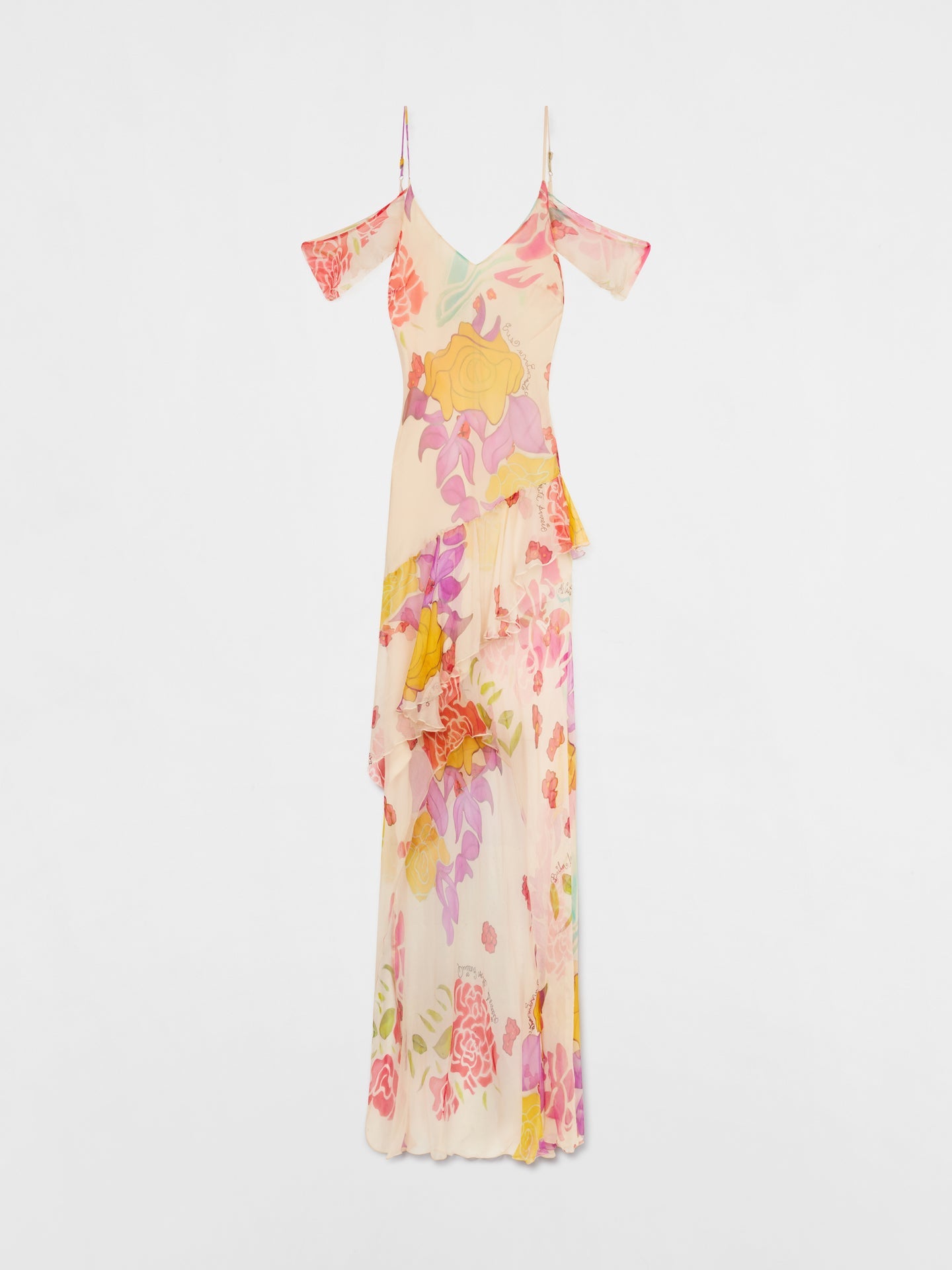 Flores Silk Chiffon Long Dress