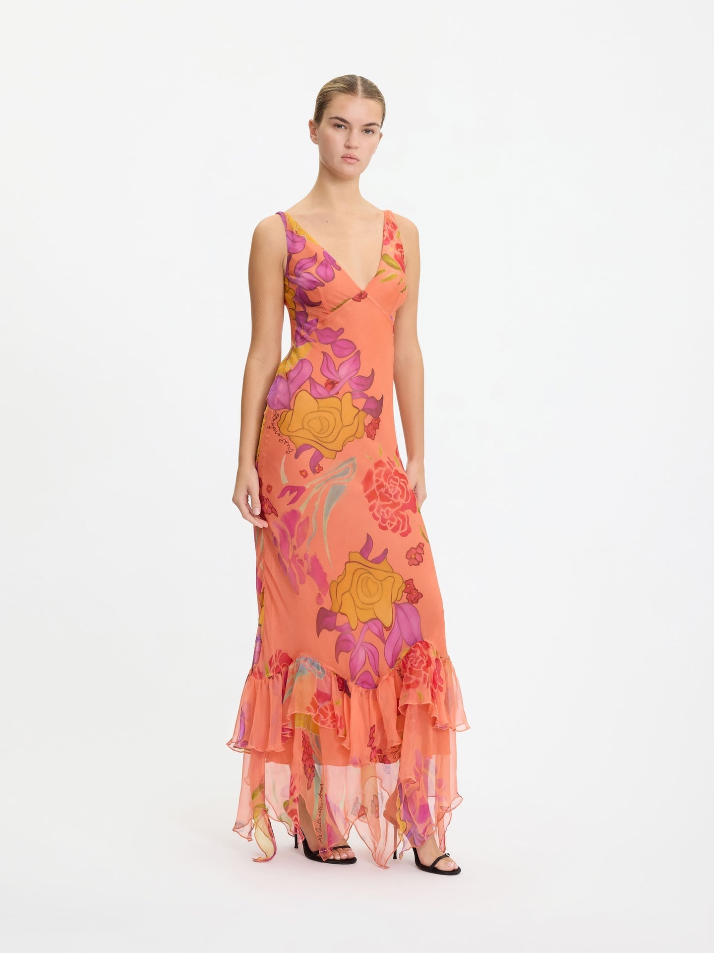 Guava Flores Silk Long Dress