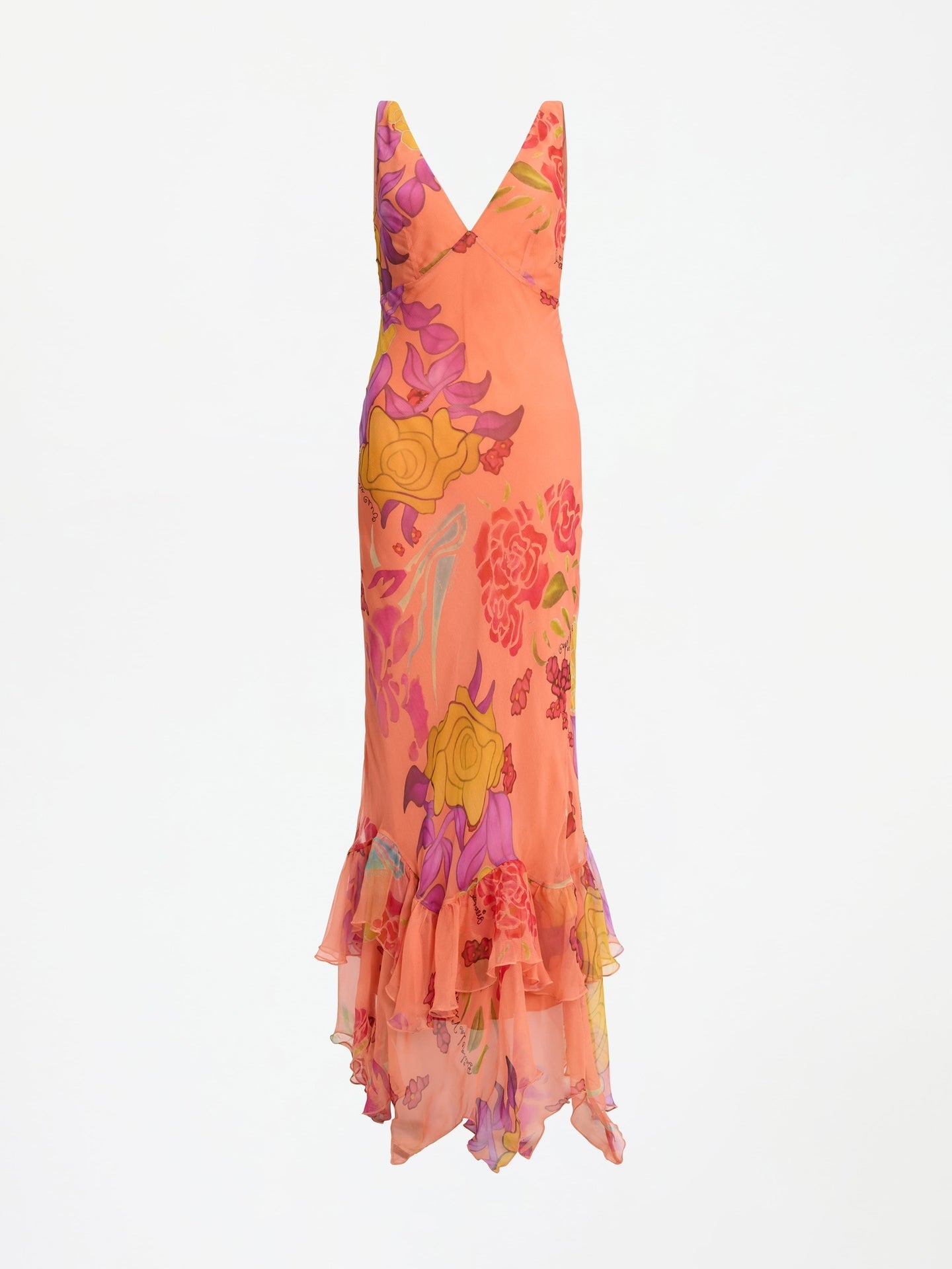 Guava Flores Silk Long Dress