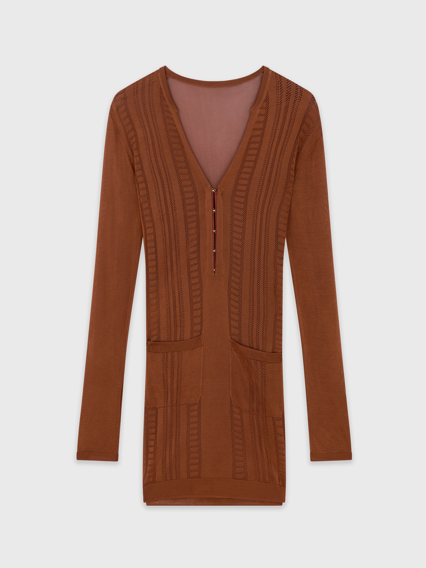 Brown Guayabera Mini Dress