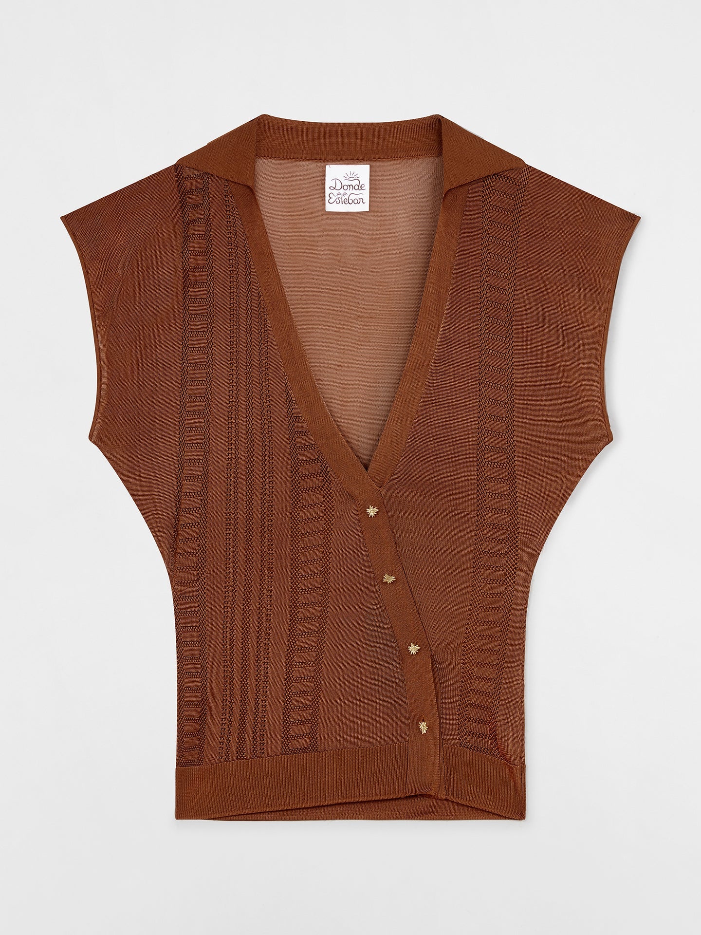 Guayabera Brown Knit Top