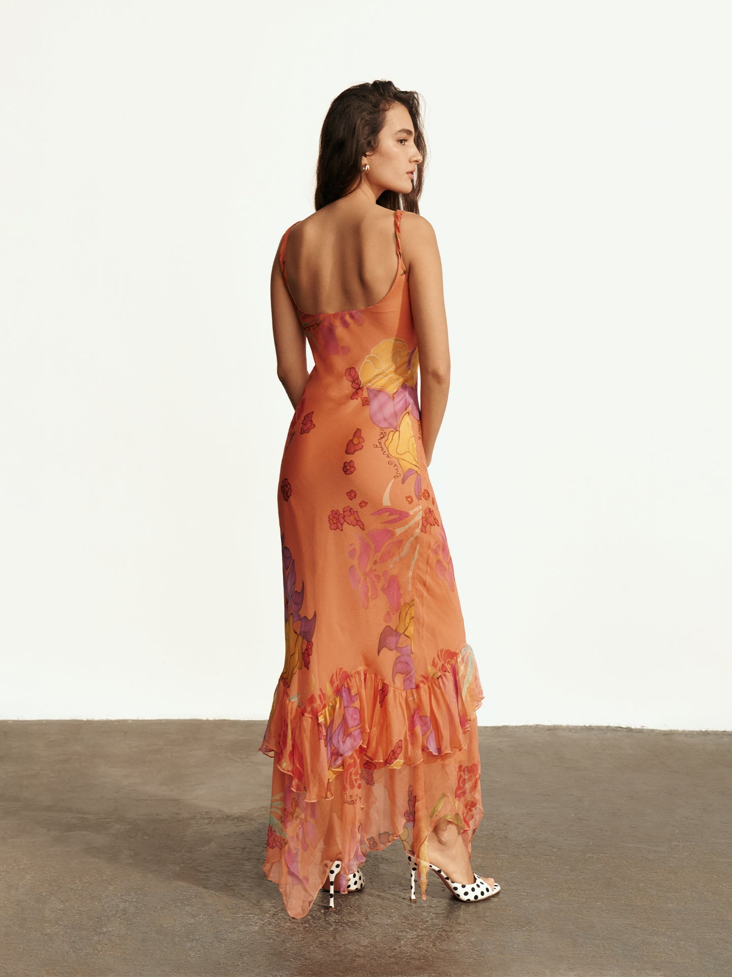Guava Flores Silk Long Dress