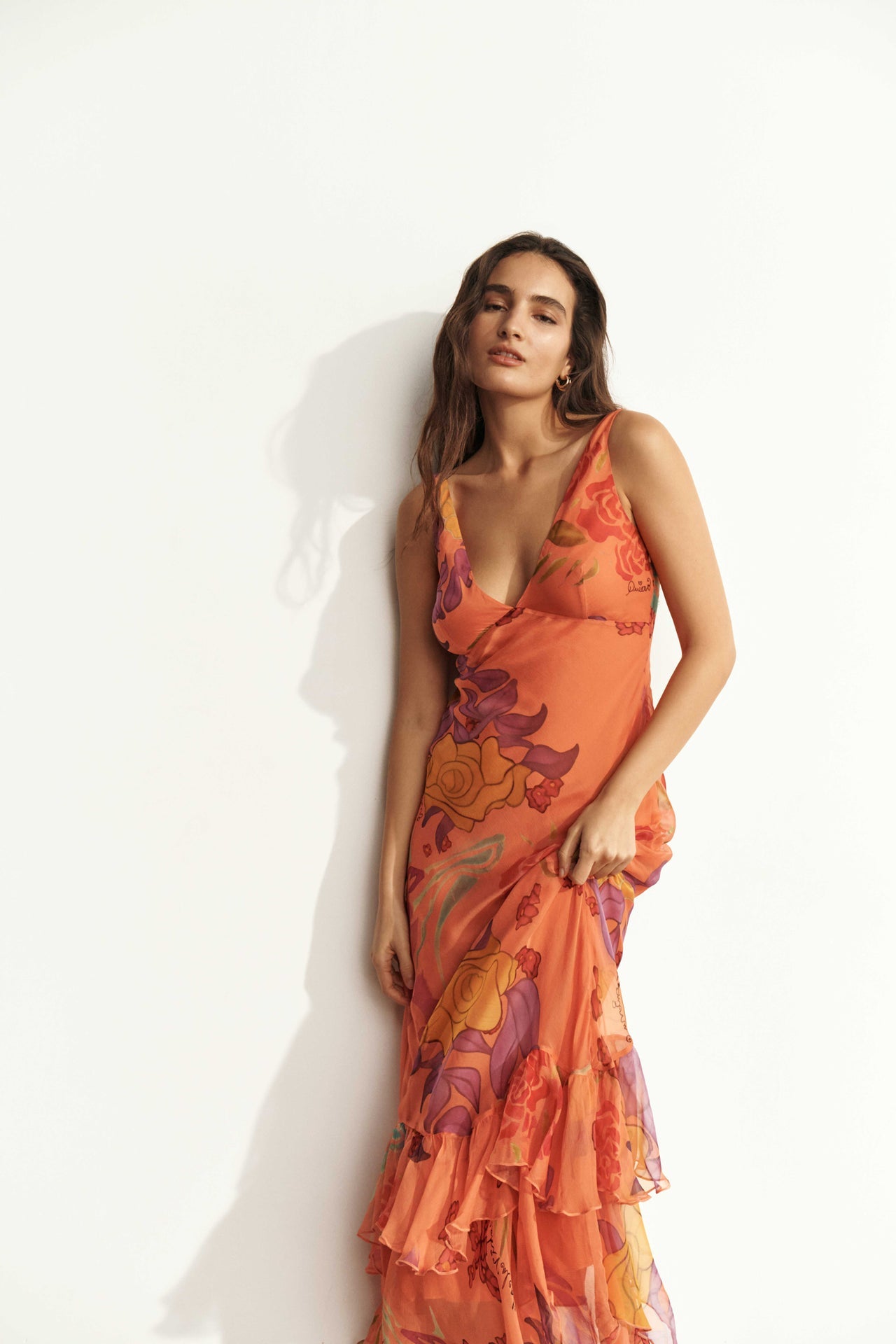 Guava Flores Silk Long Dress