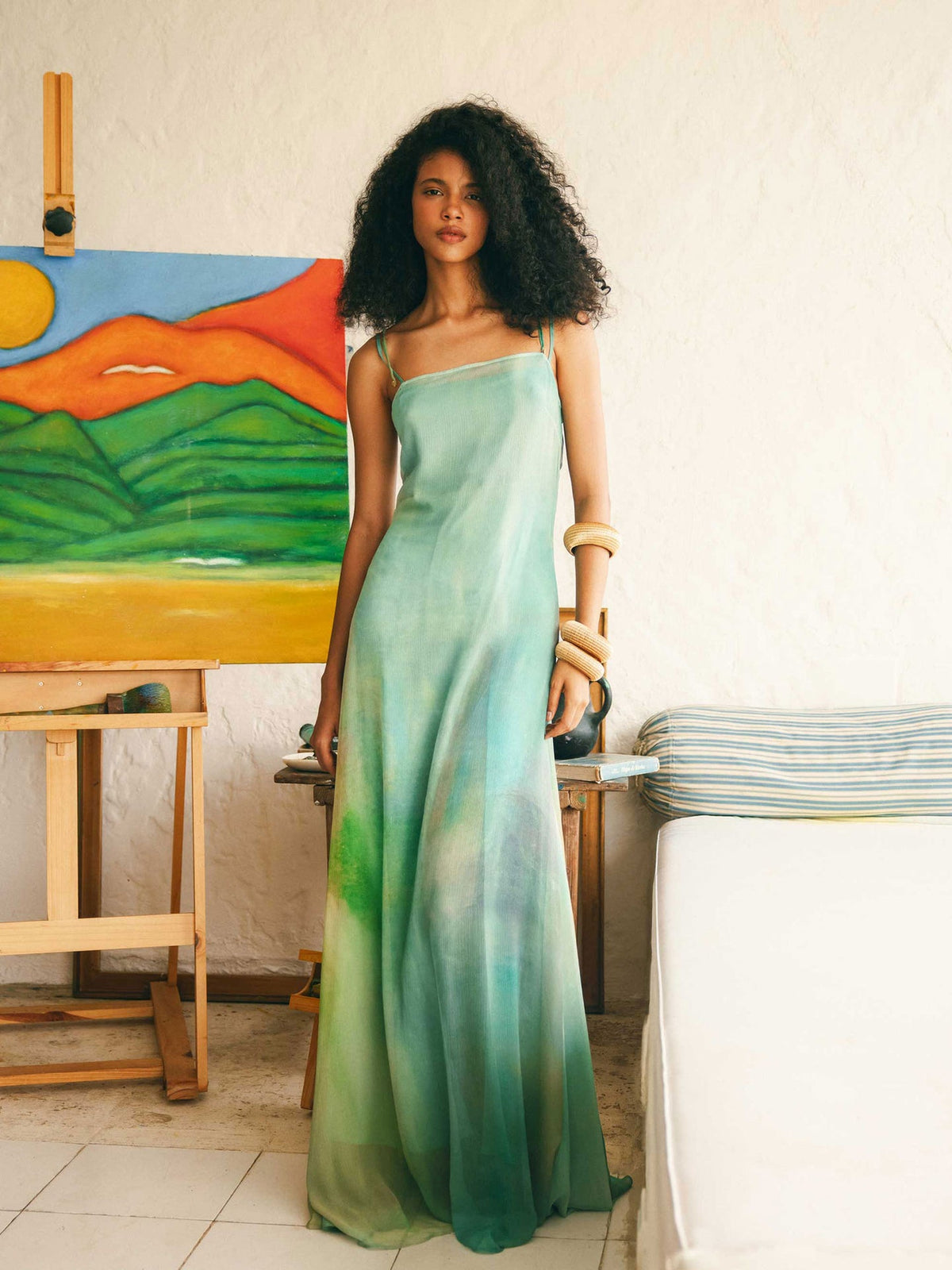 Tormenta Silk Chiffon Long Dress
