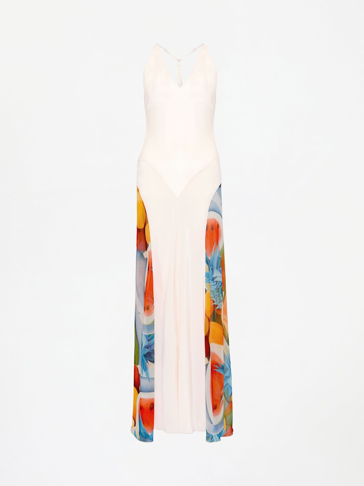Salpicon White Silk Long Dress